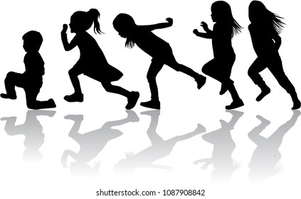 Childrens black silhouettes .