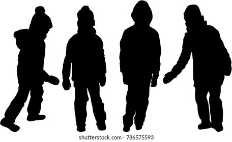 Childrens black silhouettes.