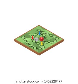 children's board game with chips and dice, vector
