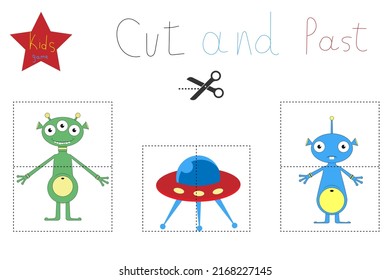 Children's Board Game For Preschoolers And Primary School Students. Page For Children's Educational Book. Space Aliens. Vector Illustration