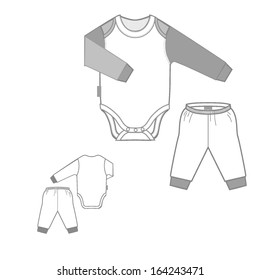 Children's body with a long sleeve and panties (vector)