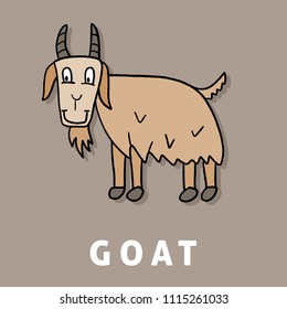Children's book cartoon goat - cute farm animal illustration.