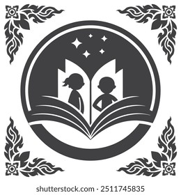 Children's book club logo supporting charity Minimalist for education logo