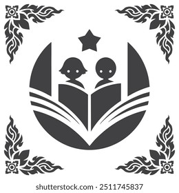 Children's book club logo supporting charity Minimalist for education logo