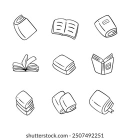 Children's book doodle line icon. Hand drawn outline. Concept isolated illustration