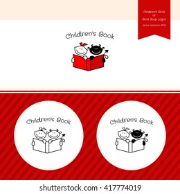 Children's Book Publishing Logo Template. Bookstore vector logo template with open book. Vector icon for department in bookstore - Children's books. Publishers of Juvenilia Symbol. Kids Book Store.