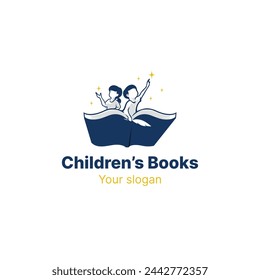 Logotipo de los libros de los niños, vector del logotipo de los niños