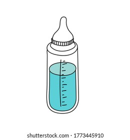 Frasco infantil con marca de mililitros.