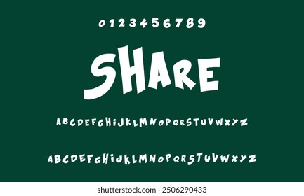 Children's bright cartoon font. ABC letters and numbers are painted creatively. Bright shiny alphabet. Cut out of paper. For birthday cards, banners, and posters. Vector