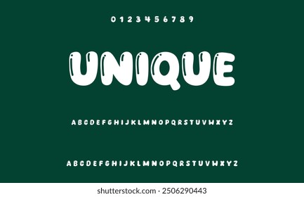 Children's bright cartoon font. ABC letters and numbers are painted creatively. Bright shiny alphabet. Cut out of paper. For birthday cards, banners, and posters. Vector