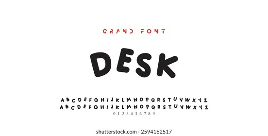 Children's bright cartoon font. ABC letters and numbers are painted creatively. Bright shiny alphabet. Cut out of paper. For birthday cards, banners, and posters. Vector