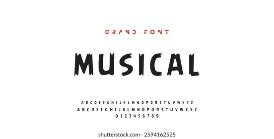 Children's bright cartoon font. ABC letters and numbers are painted creatively. Bright shiny alphabet. Cut out of paper. For birthday cards, banners, and posters. Vector