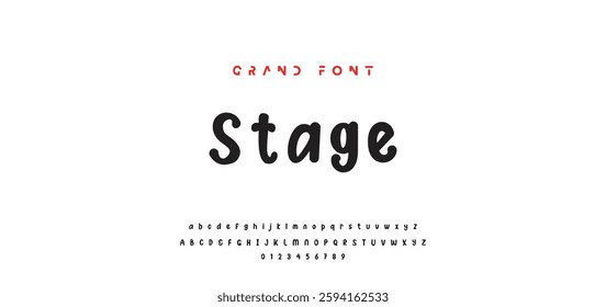 Children's bright cartoon font. ABC letters and numbers are painted creatively. Bright shiny alphabet. Cut out of paper. For birthday cards, banners, and posters. Vector