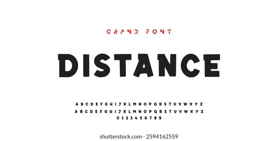 Children's bright cartoon font. ABC letters and numbers are painted creatively. Bright shiny alphabet. Cut out of paper. For birthday cards, banners, and posters. Vector