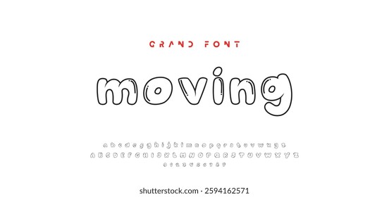Children's bright cartoon font. ABC letters and numbers are painted creatively. Bright shiny alphabet. Cut out of paper. For birthday cards, banners, and posters. Vector