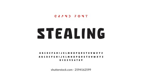 Children's bright cartoon font. ABC letters and numbers are painted creatively. Bright shiny alphabet. Cut out of paper. For birthday cards, banners, and posters. Vector