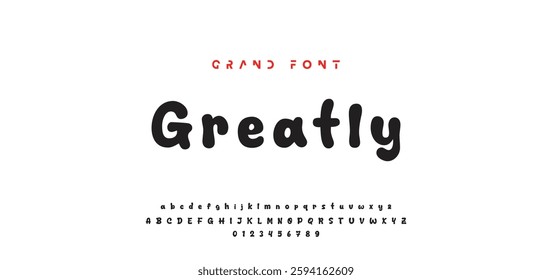 Children's bright cartoon font. ABC letters and numbers are painted creatively. Bright shiny alphabet. Cut out of paper. For birthday cards, banners, and posters. Vector