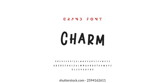 Children's bright cartoon font. ABC letters and numbers are painted creatively. Bright shiny alphabet. Cut out of paper. For birthday cards, banners, and posters. Vector