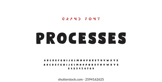 Children's bright cartoon font. ABC letters and numbers are painted creatively. Bright shiny alphabet. Cut out of paper. For birthday cards, banners, and posters. Vector
