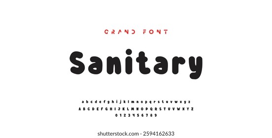 Children's bright cartoon font. ABC letters and numbers are painted creatively. Bright shiny alphabet. Cut out of paper. For birthday cards, banners, and posters. Vector