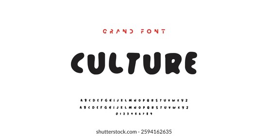Children's bright cartoon font. ABC letters and numbers are painted creatively. Bright shiny alphabet. Cut out of paper. For birthday cards, banners, and posters. Vector