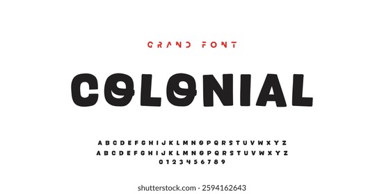 Children's bright cartoon font. ABC letters and numbers are painted creatively. Bright shiny alphabet. Cut out of paper. For birthday cards, banners, and posters. Vector