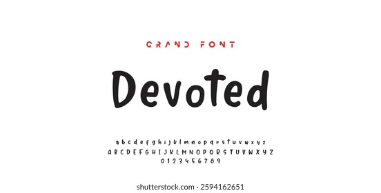 Children's bright cartoon font. ABC letters and numbers are painted creatively. Bright shiny alphabet. Cut out of paper. For birthday cards, banners, and posters. Vector