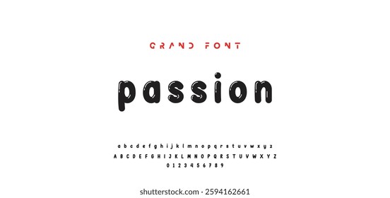 Children's bright cartoon font. ABC letters and numbers are painted creatively. Bright shiny alphabet. Cut out of paper. For birthday cards, banners, and posters. Vector