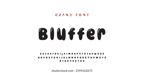 Children's bright cartoon font. ABC letters and numbers are painted creatively. Bright shiny alphabet. Cut out of paper. For birthday cards, banners, and posters. Vector