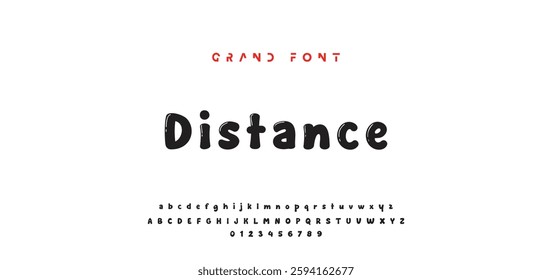 Children's bright cartoon font. ABC letters and numbers are painted creatively. Bright shiny alphabet. Cut out of paper. For birthday cards, banners, and posters. Vector