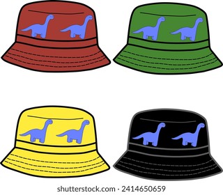 Children's Bucket Hat with a choice of attractive colors and a cute dinosaur pattern