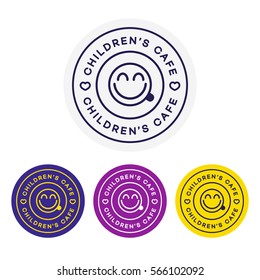 Children's cafe logo for corporate identity design. Restaurant cafe set card, flier, menu, package, uniform design set. Stock vector