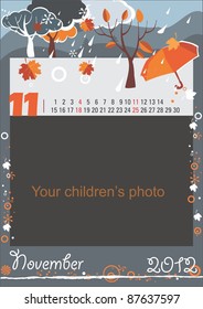 Childrens calendar for the month of November