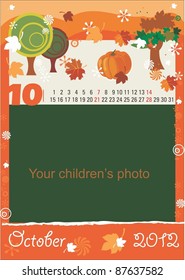 Childrens calendar for the month of October