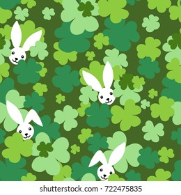 Children's camouflage with a rabbit and a rabbit's cabbage. Seamless vector texture.