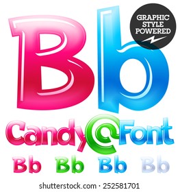 Children's candy font. Set of vector symbols. Letter B