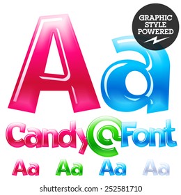 Children's candy font. Set of vector symbols. Letter A