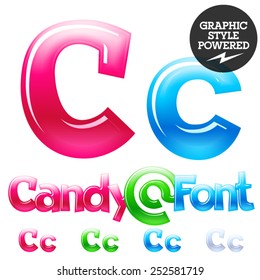 Children's candy font. Set of vector symbols. Letter C