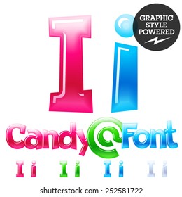 Children's candy font. Set of vector symbols. Letter I