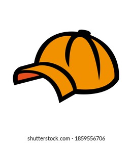 A children's cap in the color orange as a children's drawing