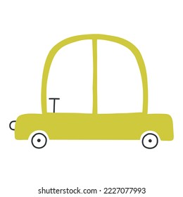 Childrens car. Hand drawn bright car. Vector illustration