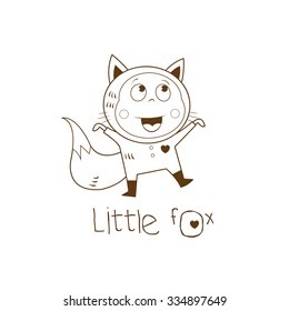 Children's card with cartoon   baby  in a suit. Vector image.