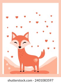  Tarjeta para niños con zorro o gato
