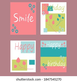 Children's cards, for the holiday Birthday. Bright multicolored