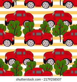 Childrens cars seamless pattern. Vector stock illustration eps10.