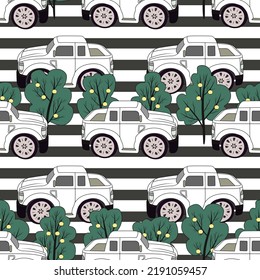 Childrens cars seamless pattern. Vector stock illustration eps10.