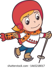 Children's cartoon characters playing snow