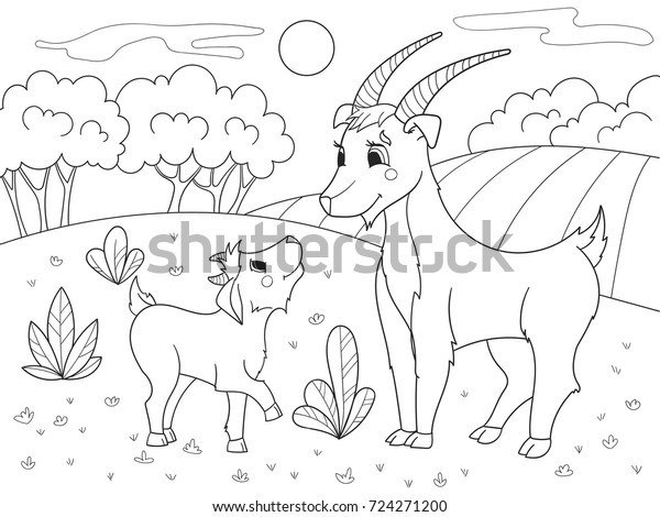 Download Childrens Cartoon Coloring Book Farm Animals Stock Vector Royalty Free 724271200