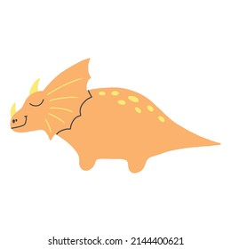 Children's cartoon dinosaur on a white background. vector illustration. Dino in doodle style. Hand drawn orange dinosaur.