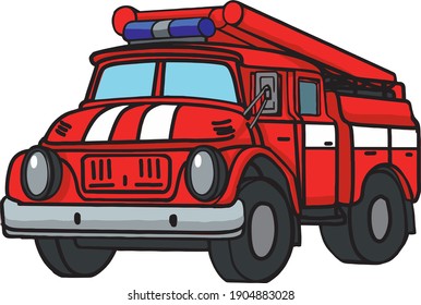 Childrens Cartoon Fire Truck Cute Vector Color Picture